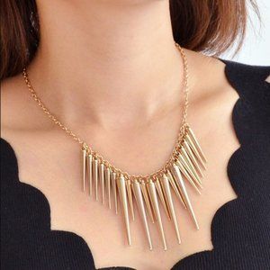 ELLE Gold Plated Spike Bib Necklace